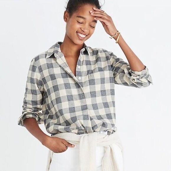 Madewell Women's Classic Ex-Boyfriend Button-Back Shirt in Buffalo Check size XS - Picture 9 of 10